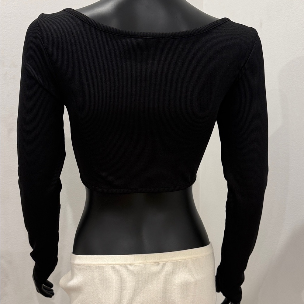 Christopher Esber Hardware Cut-Out Crop Top Black Long Sleeve Size UK 8/ S NEW - Picture 10 of 12